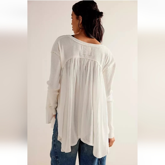 NEW Free People We The Free Lyrical Tunic Shirt Ivory White Size Small - Picture 6 of 12